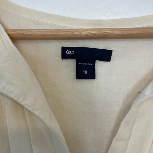 GAP - 90s Y2K Cream Cotton Pleated Peasant Midi Dress - Picture 8 of 10